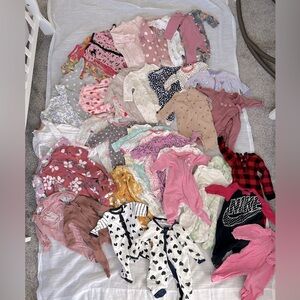 Newborn 0-3 month, 3-6month baby girl sleepers clothing lot